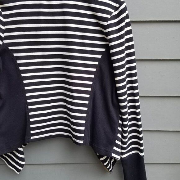 Caslon (Nordstrom) Black/White Striped Sweater/Sweatshirt/MOTO Jacket Size Small - Picture 13 of 13